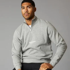 Herre Vesterbro 1/​4 Zip Sweatshirt Lys Grå Melange /​ Sort Hættetrøjer Og Sweatshirts·Sweatshirts
