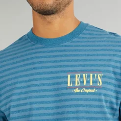 Herre Vintage Fit T-shirt Stribe Serif Logo Hampton Bay T-Shirts, Poloer Og Skjorter·T-Shirts Og Undertrøjer