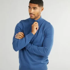 Clearance Herre 1/​4 Zip Funnel Neck Trøje Riviera Blå Trøjer Og Cardigans·Trøjer