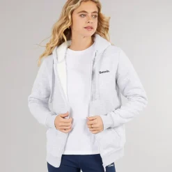 Sale Hættetrøje med lynlås og teddyforing Grå Marle til kvinder Dame Hættetrøjer Og Sweatshirts·Hættetrøjer