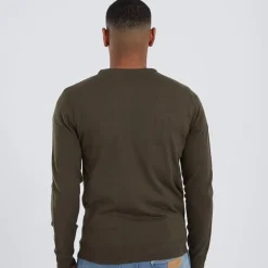 New Hvid Trøje med Rund Hals til Herre Khaki Trøjer Og Cardigans·Trøjer