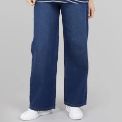 Online Jeans med vid ben kvinder Mørkeblå Dame Jeans, Bukser Og Leggings·Jeans