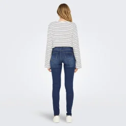Sale Jeans til kvinder Rina Mid Rise Push Up Mørkeblå Dame Jeans, Bukser Og Leggings·Jeans