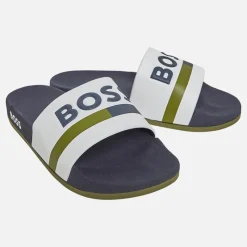 Sale Junior Drenge Logo Stribe Badesandaler Hvid Klip-Klapper Og Sandaler|Klip-Klapper Og Sandaler