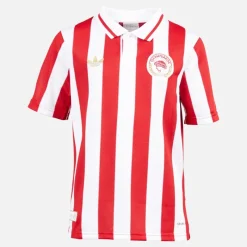 Outlet Junior Drenge OFC Olympiacos FC 100 24/​25 Hjemmebanetrøje Hvid/​Power Red Tøj|T-Shirts Og Undertrøjer