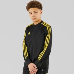 Sale Junior Tiro 23 Club 1/4 Zip Træningstop /Bright Yellow Tøj|Hættetrøjer Og Sweatshirts