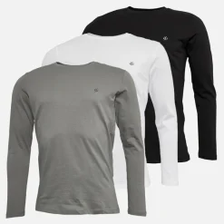 Clearance Mænd Archie Tre Pak Langærmede Trøjer Hvid/​Tapsko/​Alloy T-Shirts, Poloer Og Skjorter·T-Shirts Med Lange Ærmer|T-Shirts, Poloer Og Skjorter·Multipakker