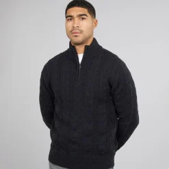 New Mænd 1/2 Lynlås Uld Trøje Marine Trøjer Og Cardigans·Trøjer