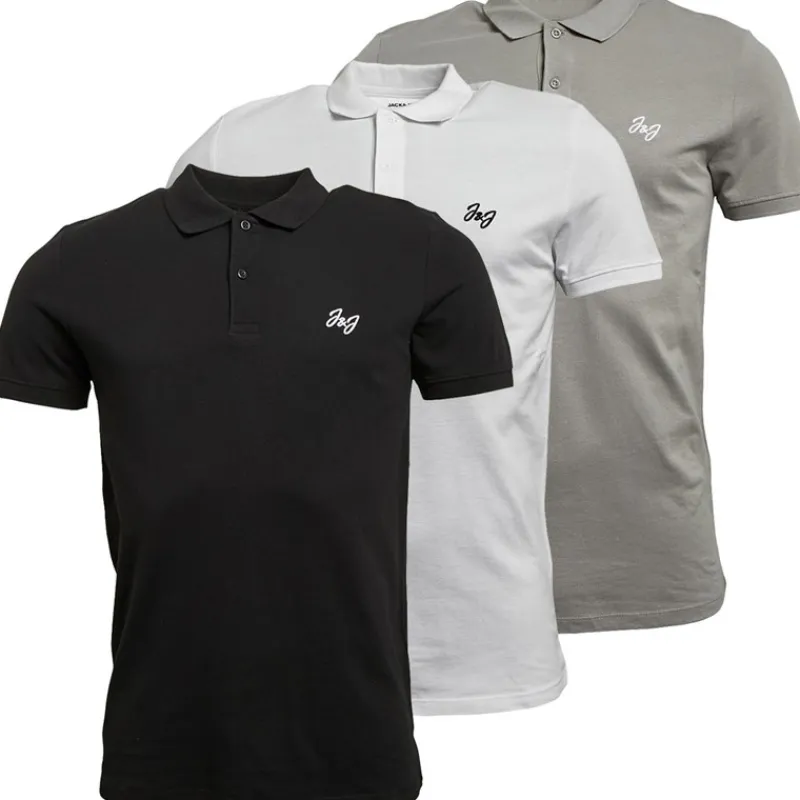 Sale Mænd Marley 3-pak Polos Hvid/Sort/Grå T-Shirts, Poloer Og Skjorter·Multipakker|Multipakker·T-Shirts Og Undertrøjer