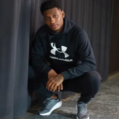 Clearance Mænd UA Rival Fleece Logo Hoodie /​Hvid Træning|T-Shirts Og Undertrøjer