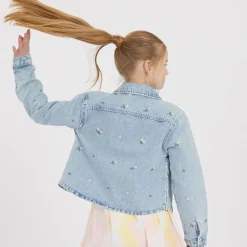 Online Piger Cassie Denim Bluser og skjorter Blå Overdele Og Veste|Jakker Og Frakker