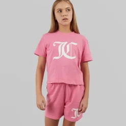 Clearance Piger Cropped Sæt Lyserød Shorts|Sæt