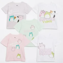 Outlet Piger Fem Pakke T-shirts Multi Multipakker|Overdele Og Veste