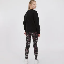 Online Piger Oversized Crew Sweatshirt og Abstrakt Leggings Tracksuit Sæt Sort Træningsdragter Og Sæt