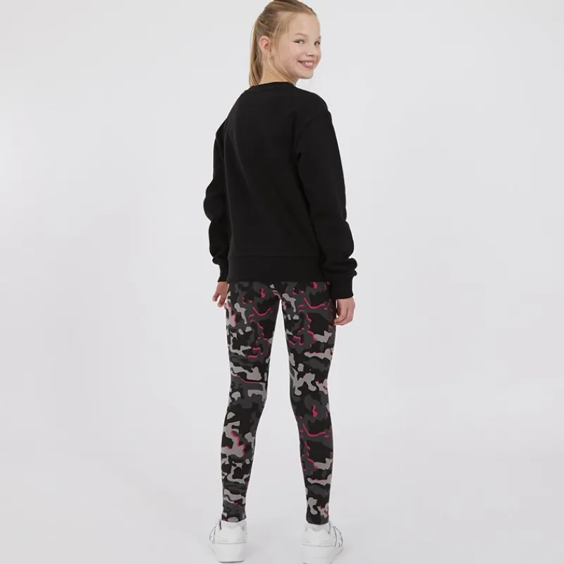 Online Piger Oversized Crew Sweatshirt og Abstrakt Leggings Tracksuit Sæt Sort Træningsdragter Og Sæt