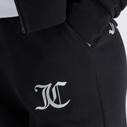 Sale Piger T-shirt med lynlås og brede ben Joggingbukser Tracksuit Sæt Sort Træningsdragter Og Sæt