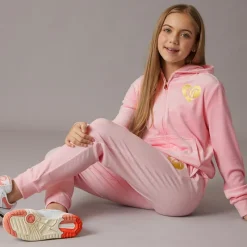 Clearance Piger Velour Hjerte Logo Træningsdragt Mandelblomst Træningsdragter Og Sæt