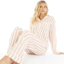 Online Pyjamas til kvinder Siesta Dæmpet rosa/​hvid stribet Dame Undertøj, Sokker Og Nattøj·Nattøj