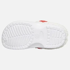 Clearance Små Piger Forede Træsko Hvid /​ Rød Klip-Klapper Og Sandaler|Klip-Klapper Og Sandaler