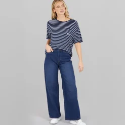 Clearance T-shirt Nouria Blå/​Hvid Stribet til Kvinder Dame Overdele·T-Shirts|Overdele·Overdele
