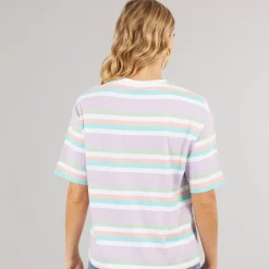 New T-shirt Sharni med lilla striber til kvinder Dame Overdele·T-Shirts|Overdele·Overdele