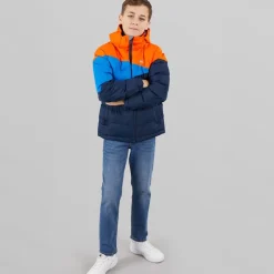 Clearance Vandtæt Paddet Jakke med Hætte til Junior Drenge Blå/​Rød/​Blå Jakker Og Frakker