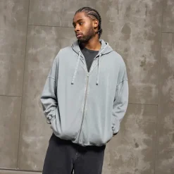 Hot Vasket Oversized Hættetrøje Røget Blå Dame Hættetrøjer Og Sweatshirts·Hættetrøjer|Hættetrøjer Og Sweatshirts·Hættetrøjer